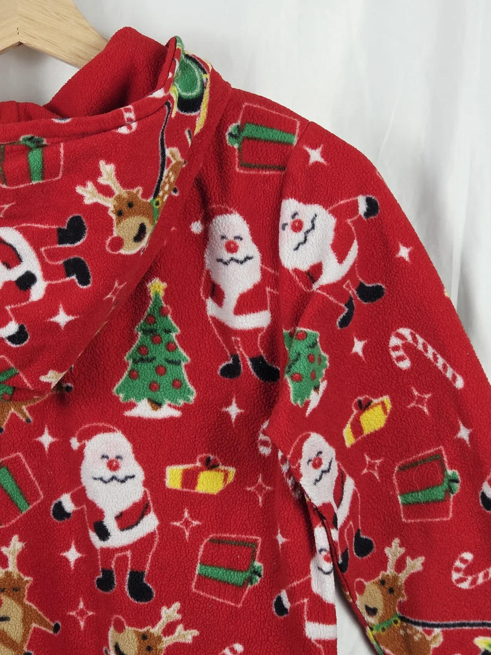 The Children's Place Red Christmas Santa & Reindeer Onesie Pajamas Large 10/12